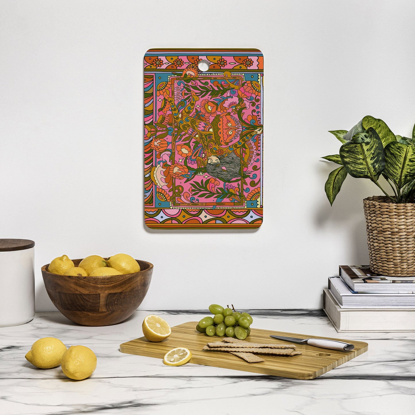 Cassidy Rae Marietta Deco Pink Protea Cutting Board Rectangle