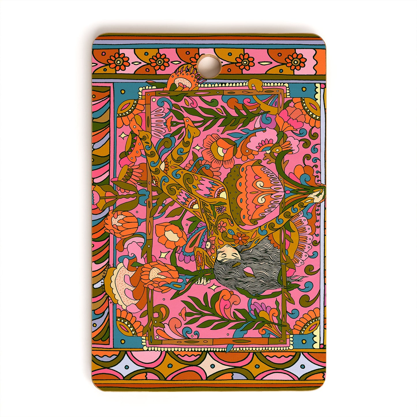 Cassidy Rae Marietta Deco Pink Protea Cutting Board Rectangle