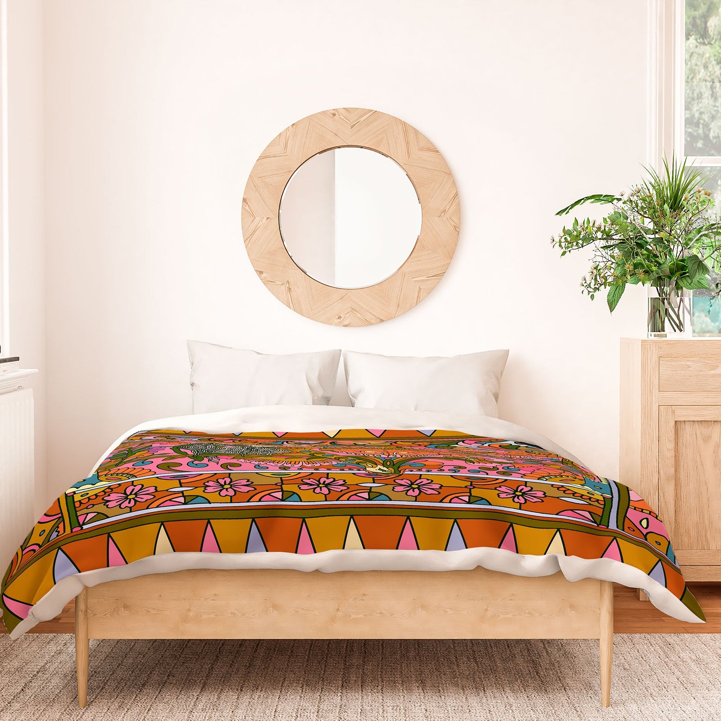 Cassidy Rae Marietta Deco Pink Protea Duvet Cover