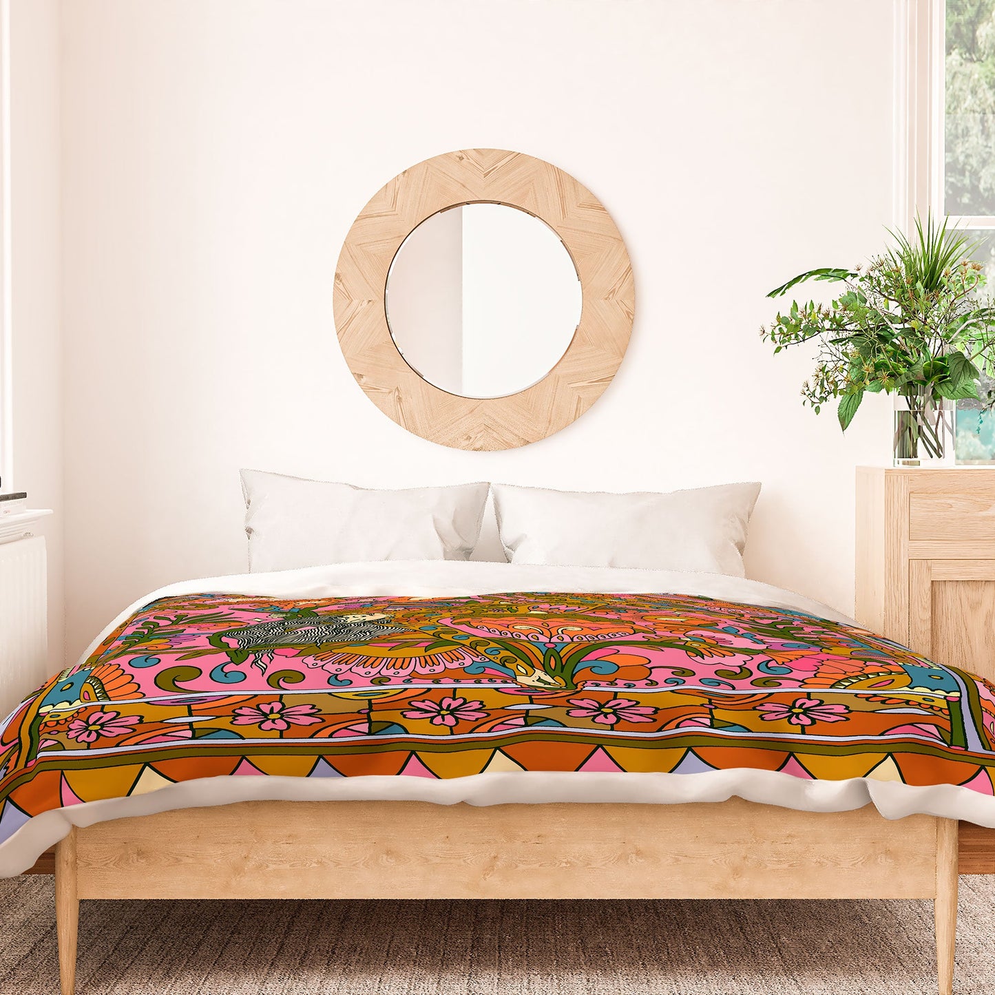 Cassidy Rae Marietta Deco Pink Protea Duvet Cover