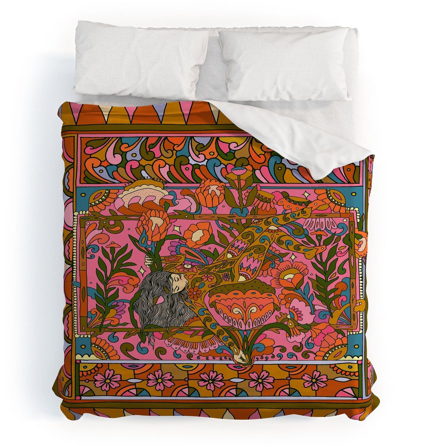 Cassidy Rae Marietta Deco Pink Protea Duvet Cover