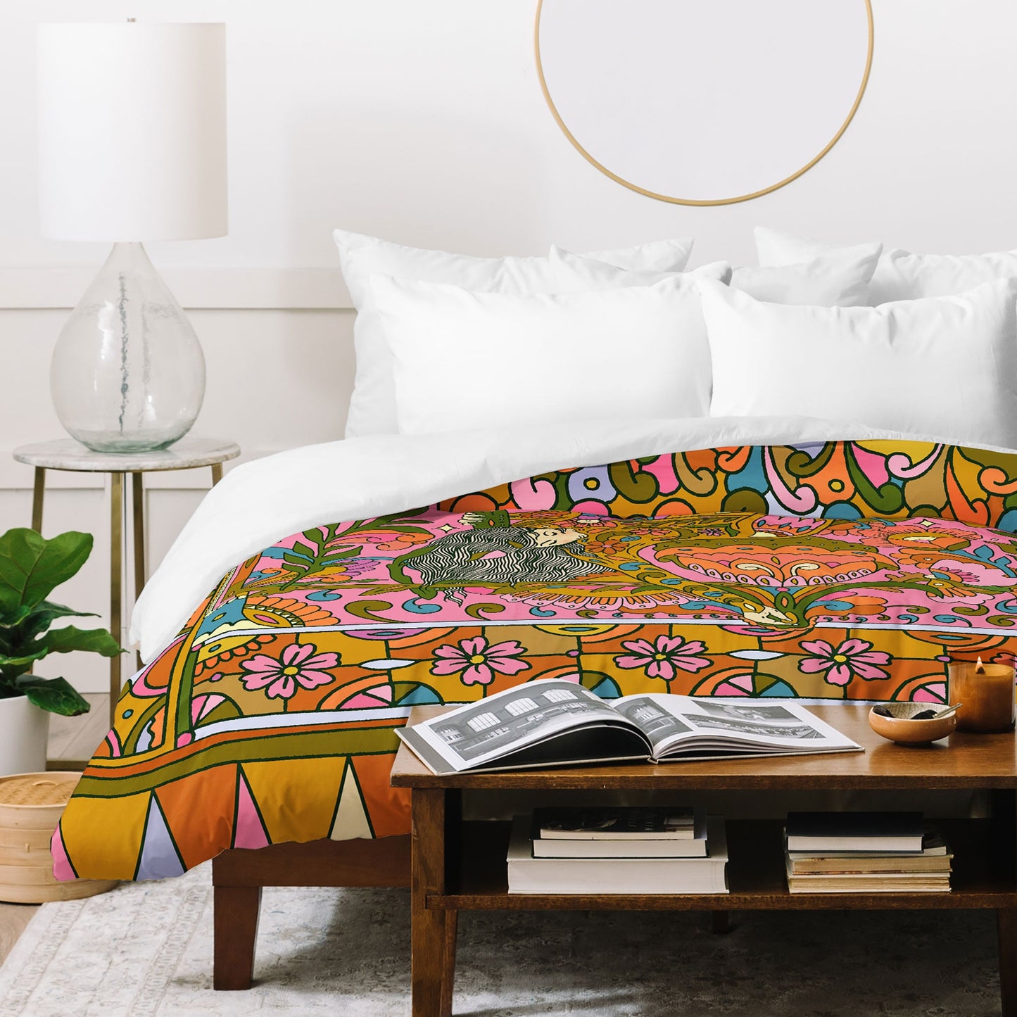 Cassidy Rae Marietta Deco Pink Protea Duvet Cover