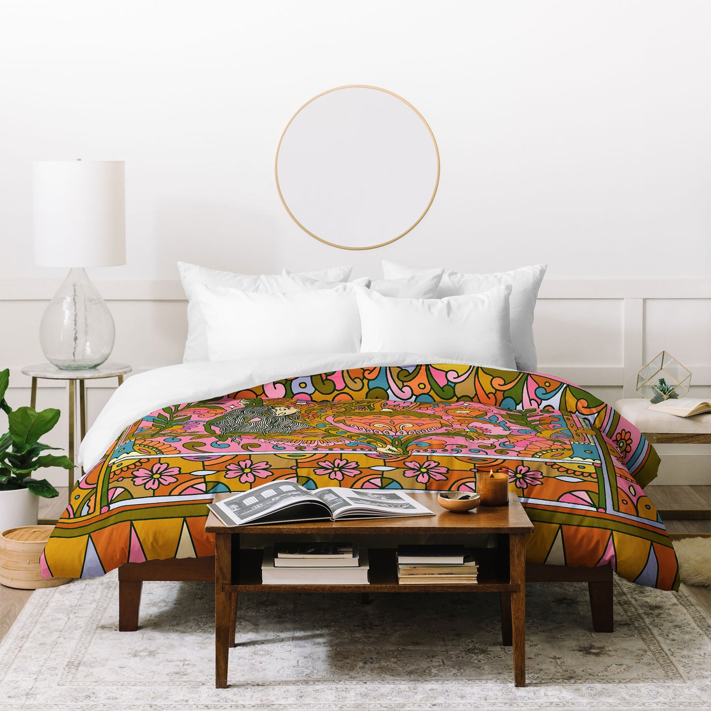 Cassidy Rae Marietta Deco Pink Protea Duvet Cover