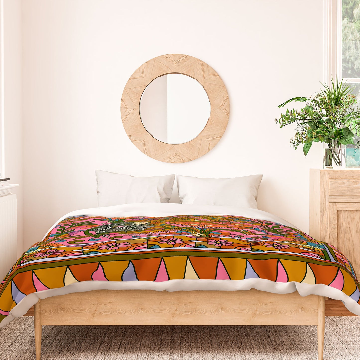 Cassidy Rae Marietta Deco Pink Protea Duvet Cover