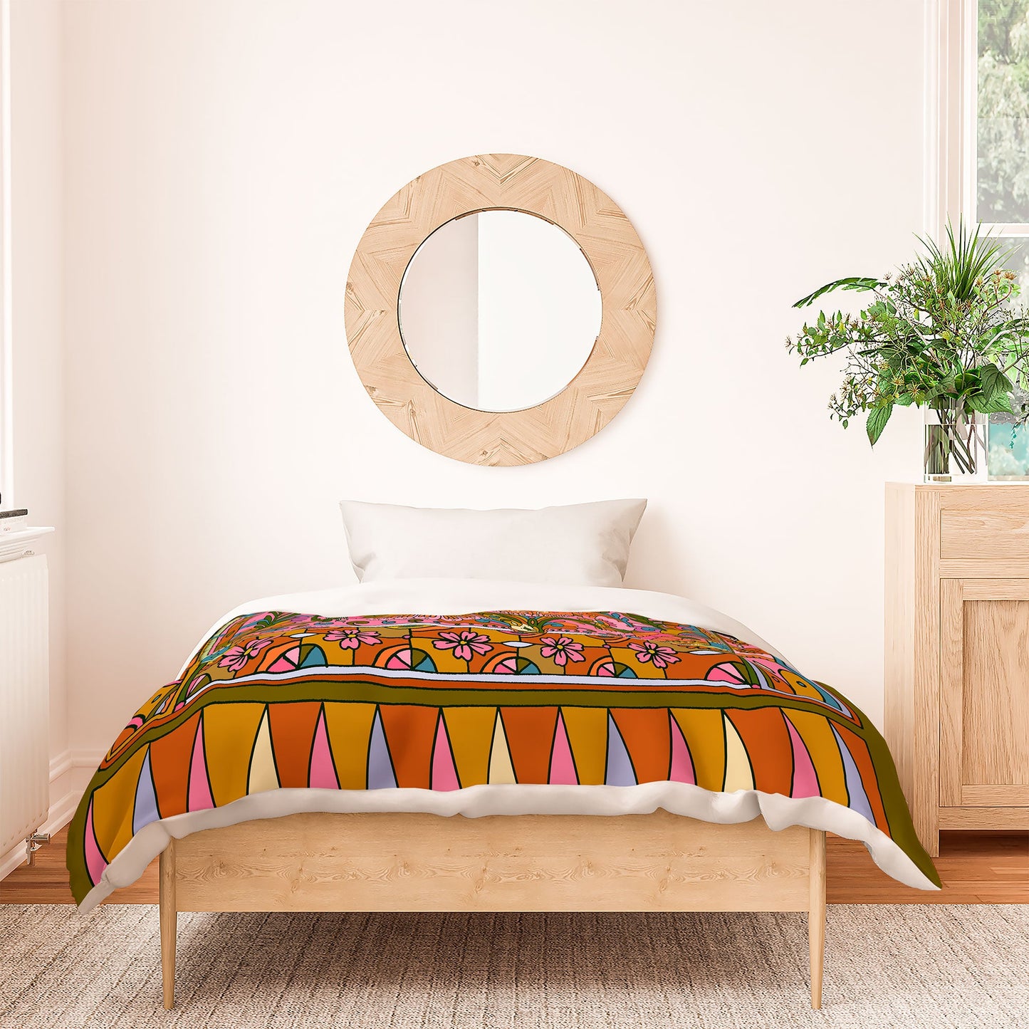 Cassidy Rae Marietta Deco Pink Protea Duvet Cover