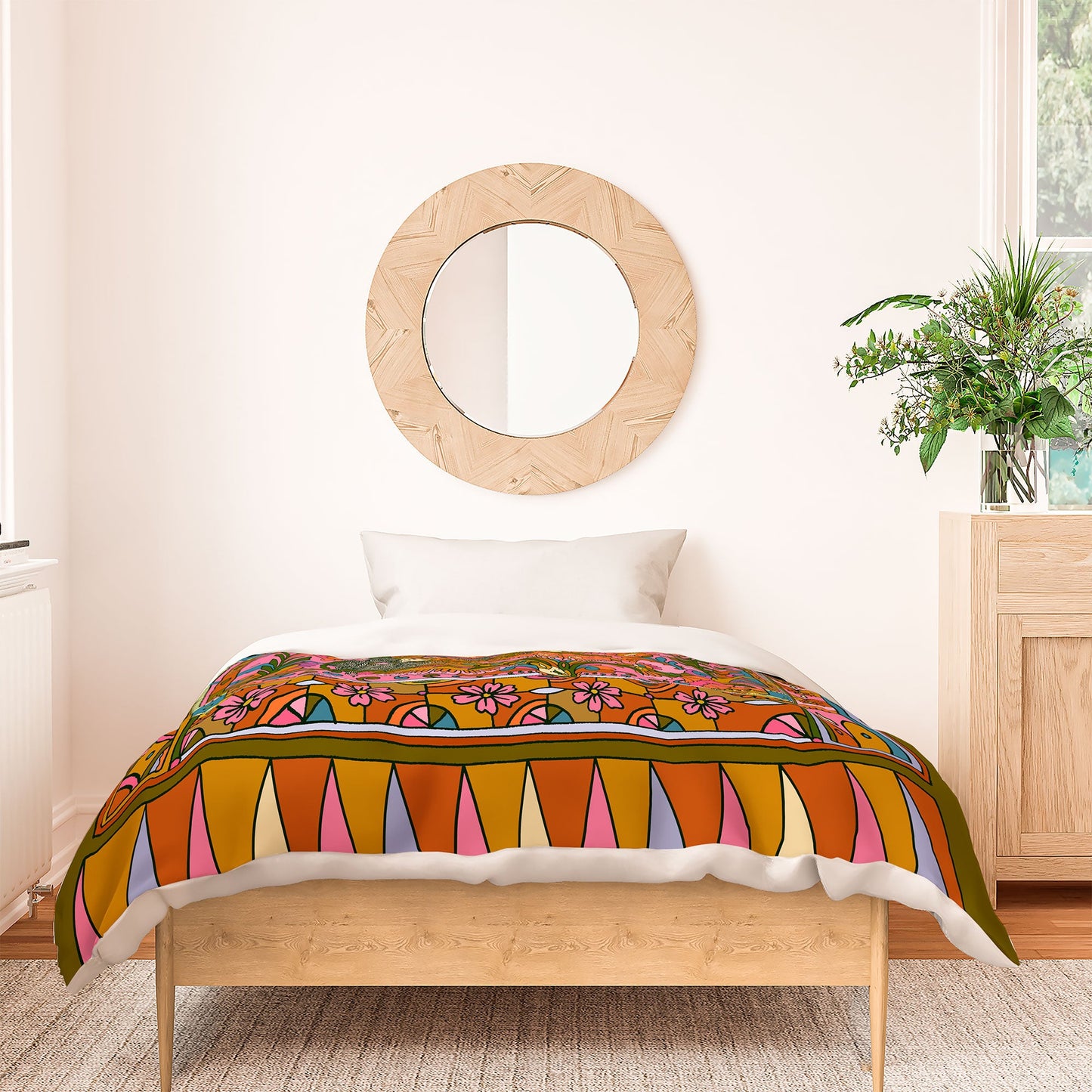 Cassidy Rae Marietta Deco Pink Protea Duvet Cover