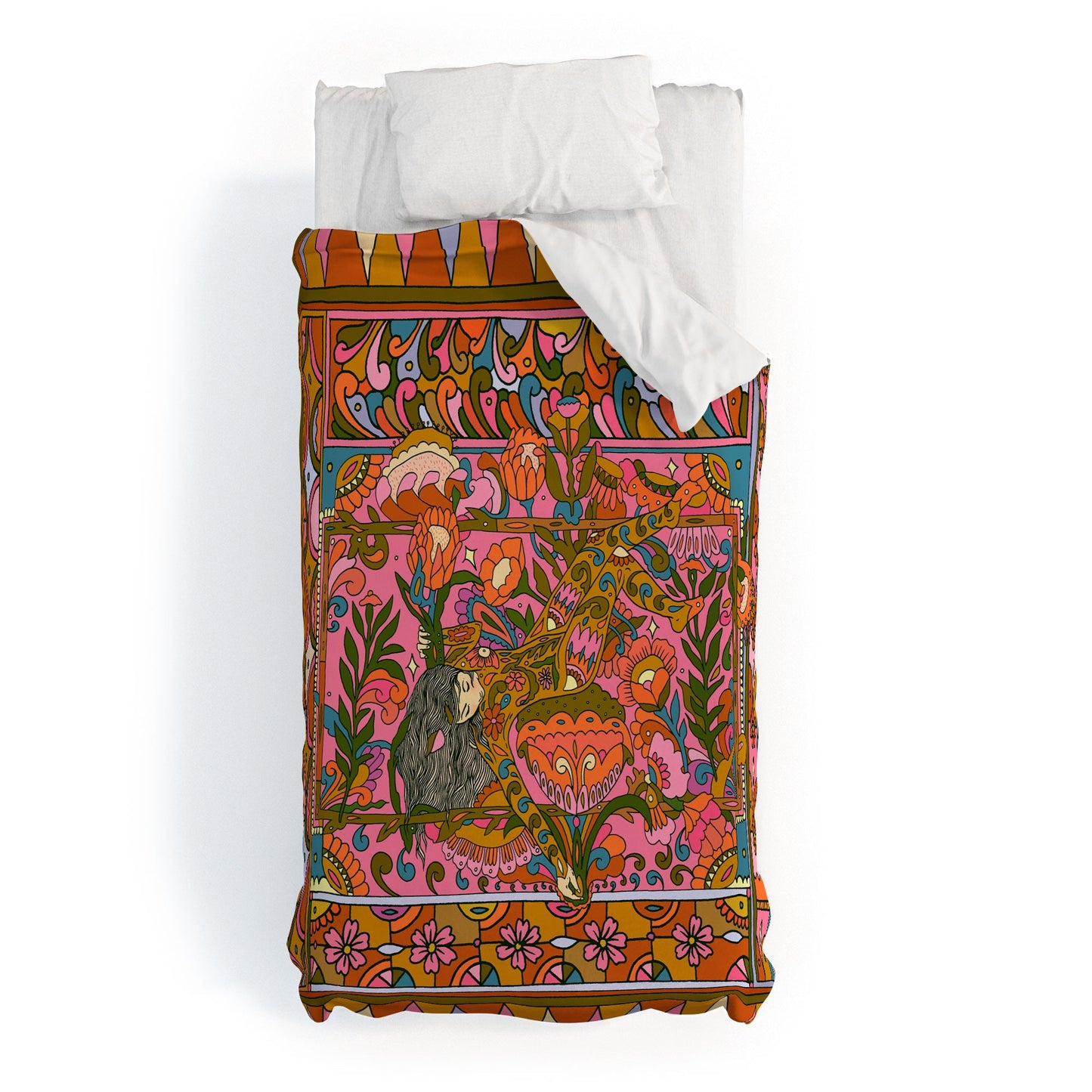 Cassidy Rae Marietta Deco Pink Protea Duvet Cover