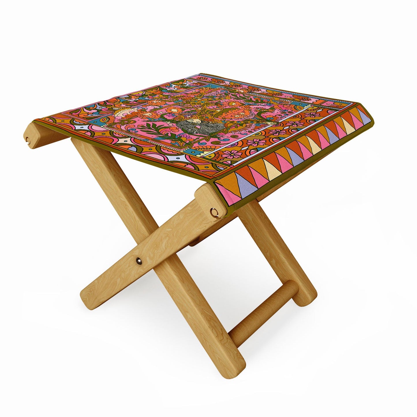Cassidy Rae Marietta Deco Pink Protea Folding Stool
