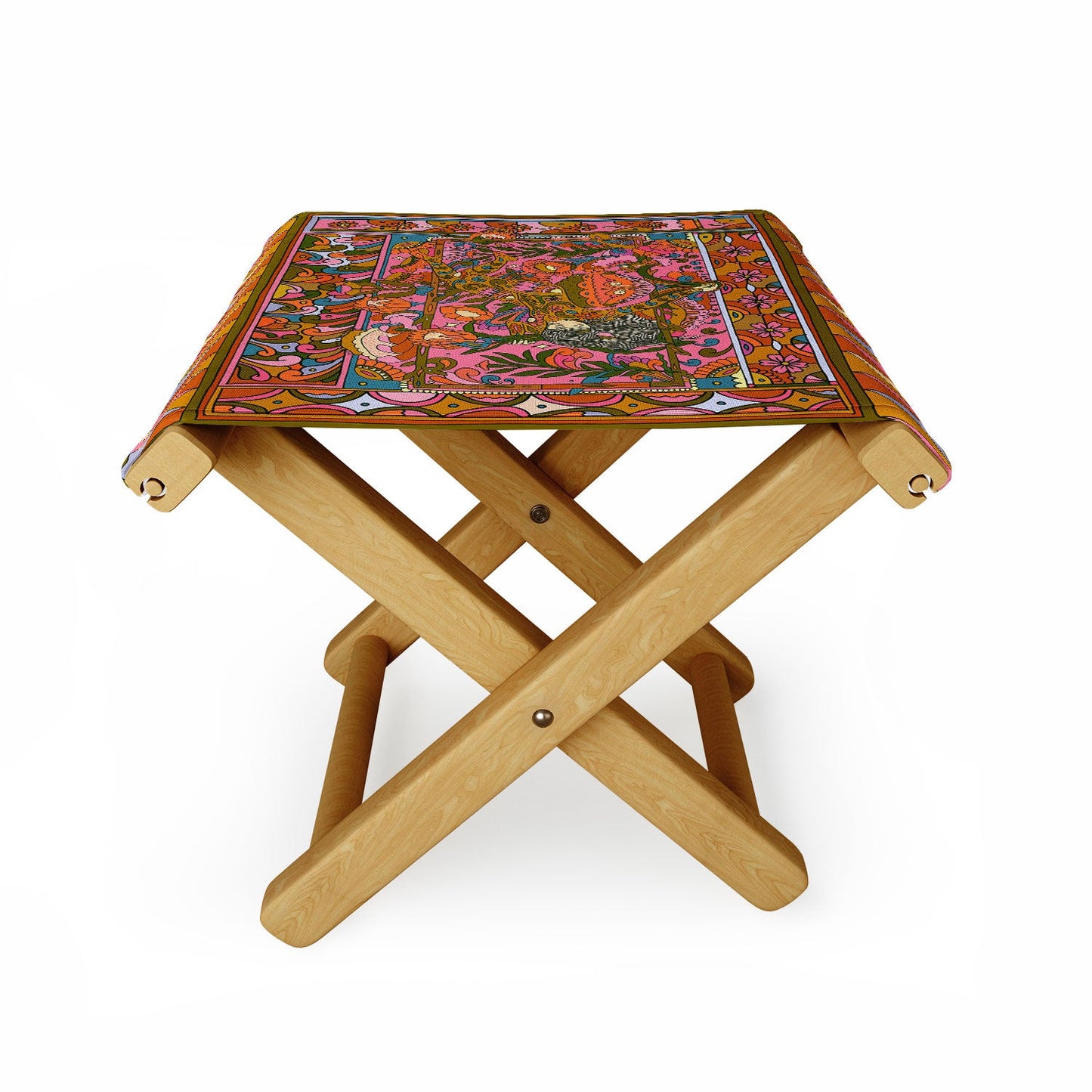 Cassidy Rae Marietta Deco Pink Protea Folding Stool