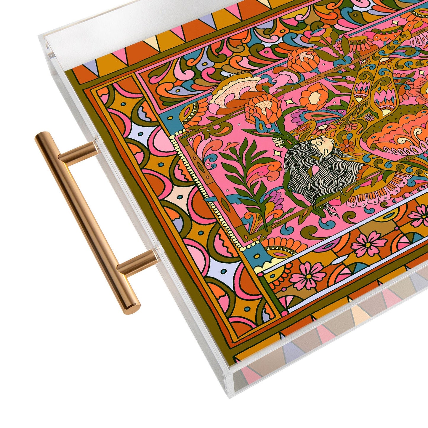 Cassidy Rae Marietta Deco Pink Protea Acrylic Tray