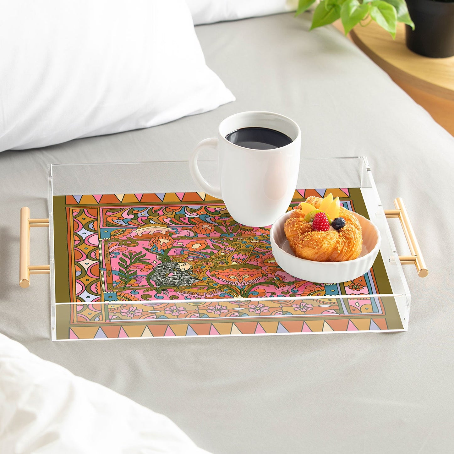 Cassidy Rae Marietta Deco Pink Protea Acrylic Tray