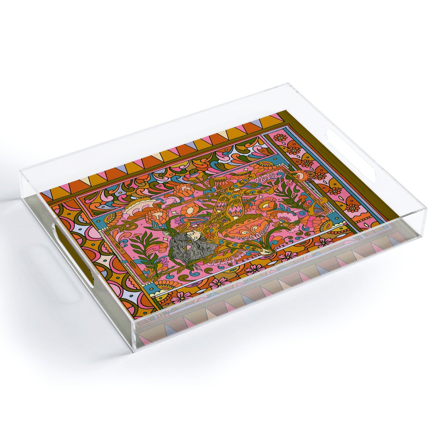 Cassidy Rae Marietta Deco Pink Protea Acrylic Tray