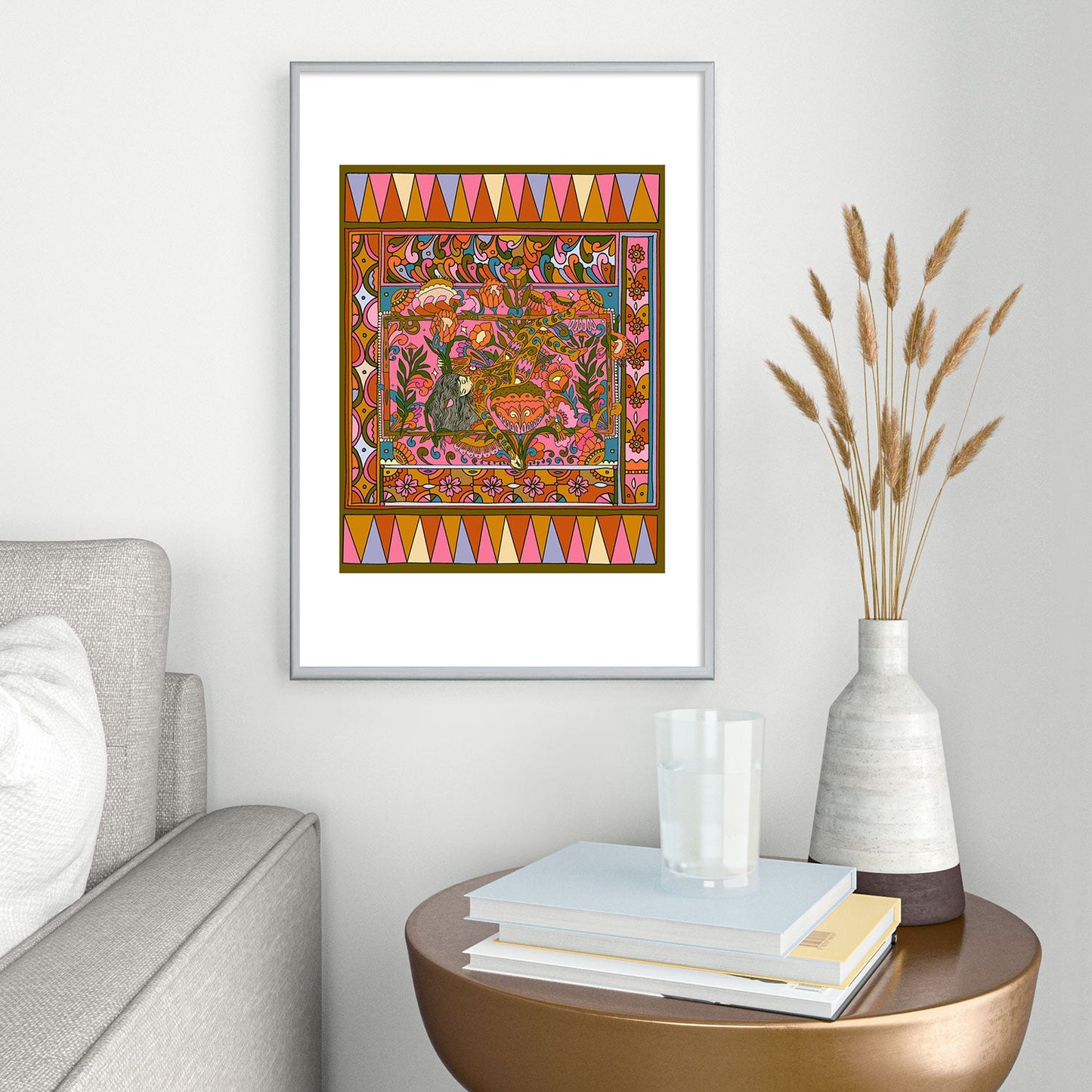 Cassidy Rae Marietta Deco Pink Protea Metal Framed Art Print