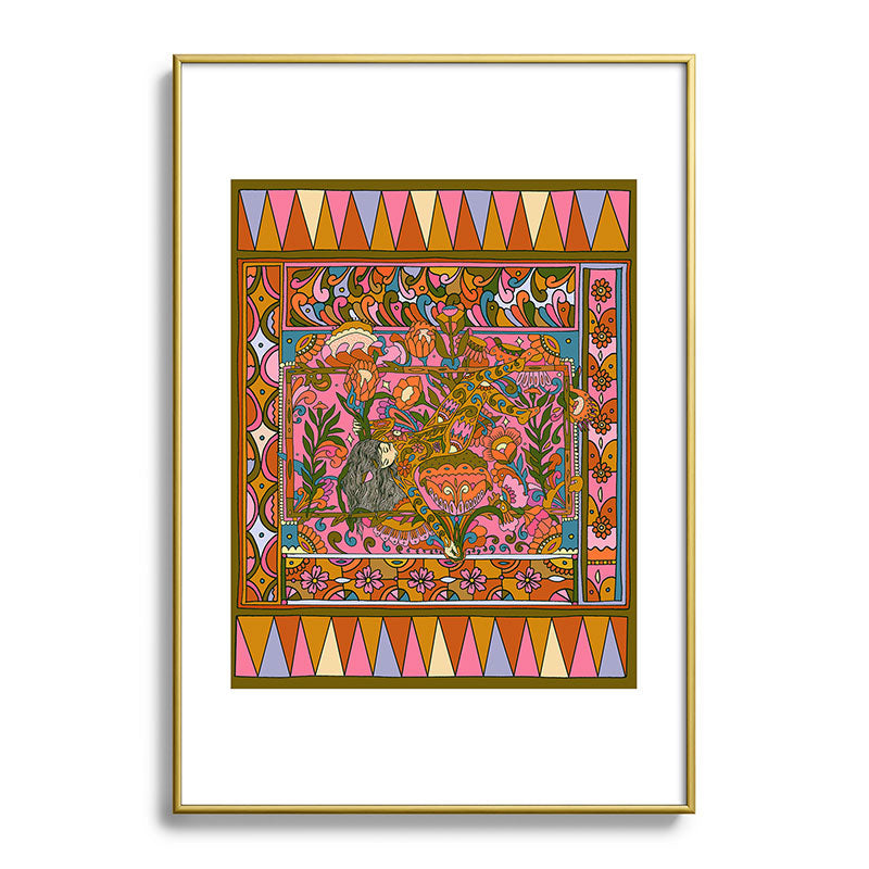 Cassidy Rae Marietta Deco Pink Protea Metal Framed Art Print