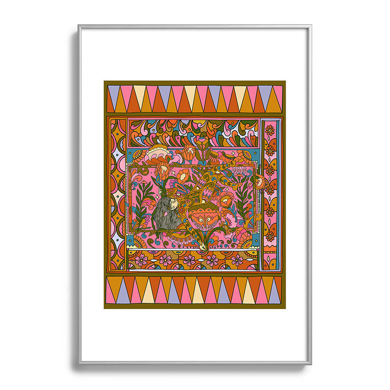 Cassidy Rae Marietta Deco Pink Protea Metal Framed Art Print