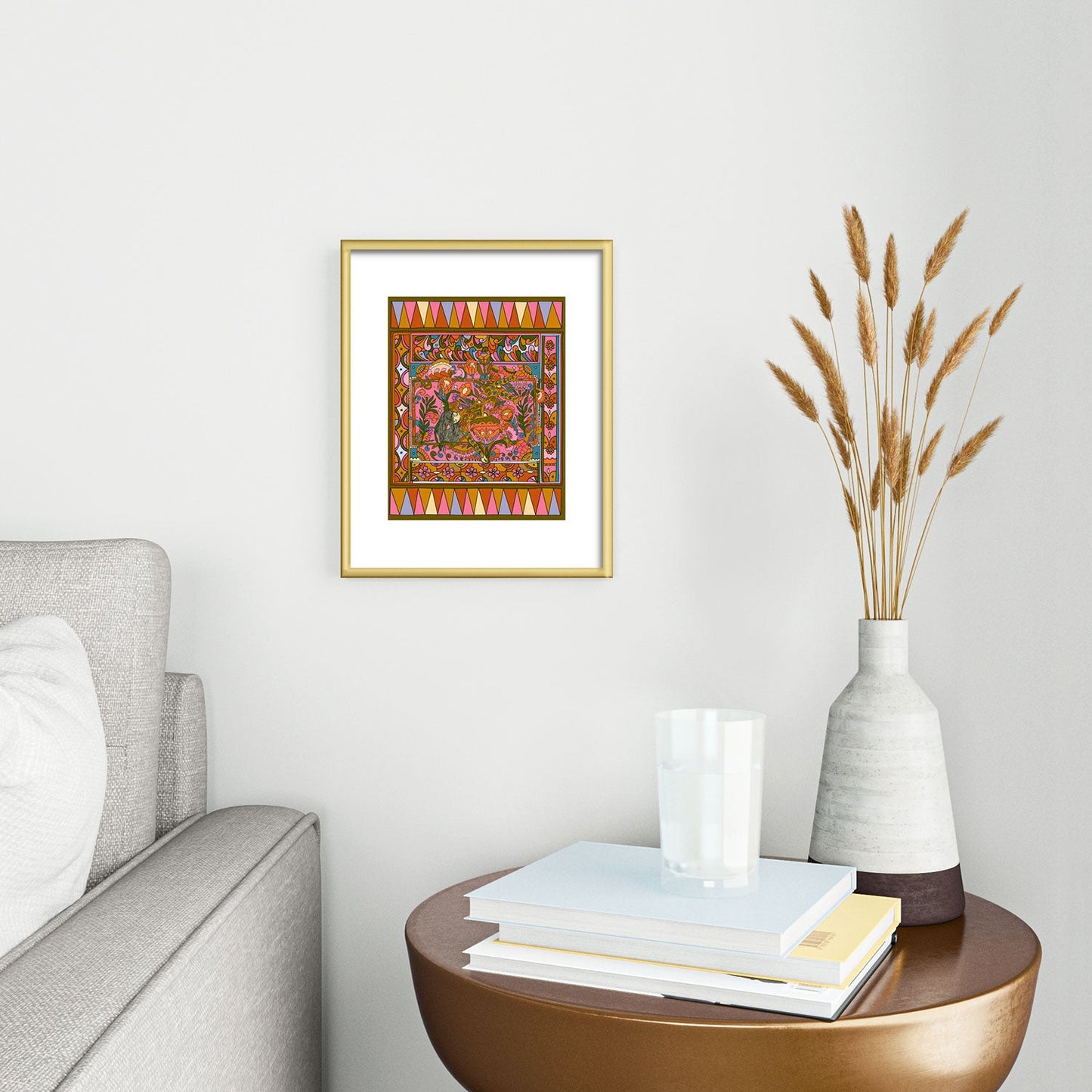 Cassidy Rae Marietta Deco Pink Protea Metal Framed Art Print