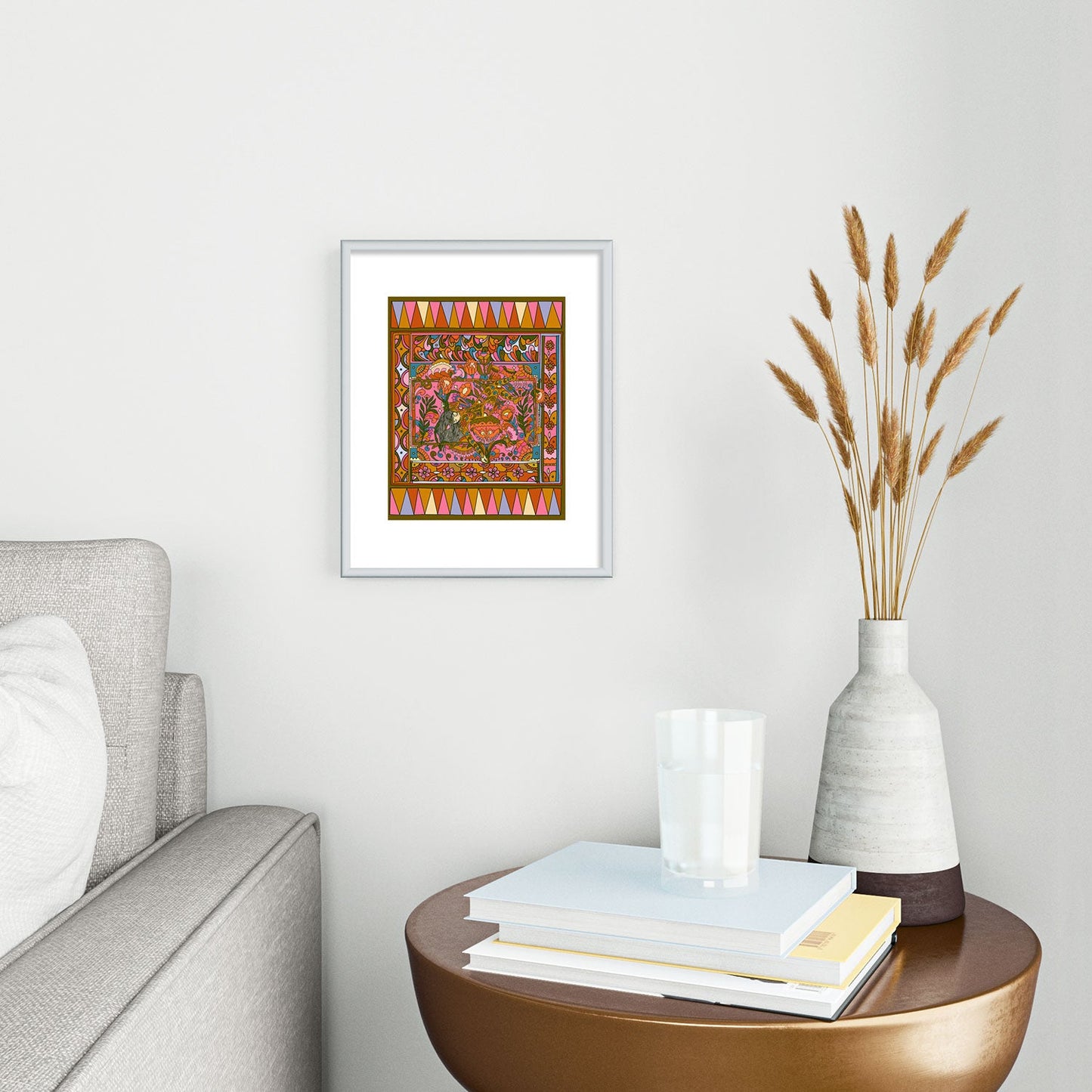 Cassidy Rae Marietta Deco Pink Protea Metal Framed Art Print