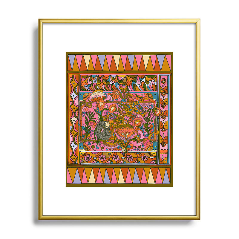 Cassidy Rae Marietta Deco Pink Protea Metal Framed Art Print