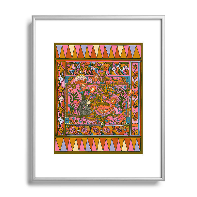 Cassidy Rae Marietta Deco Pink Protea Metal Framed Art Print