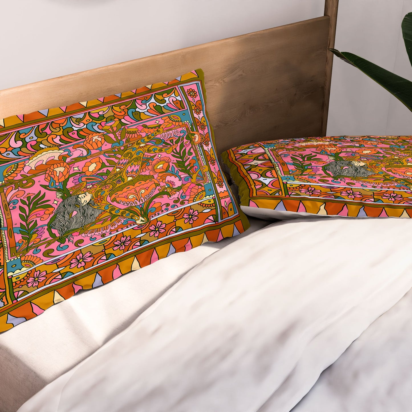 Cassidy Rae Marietta Deco Pink Protea Pillow Shams