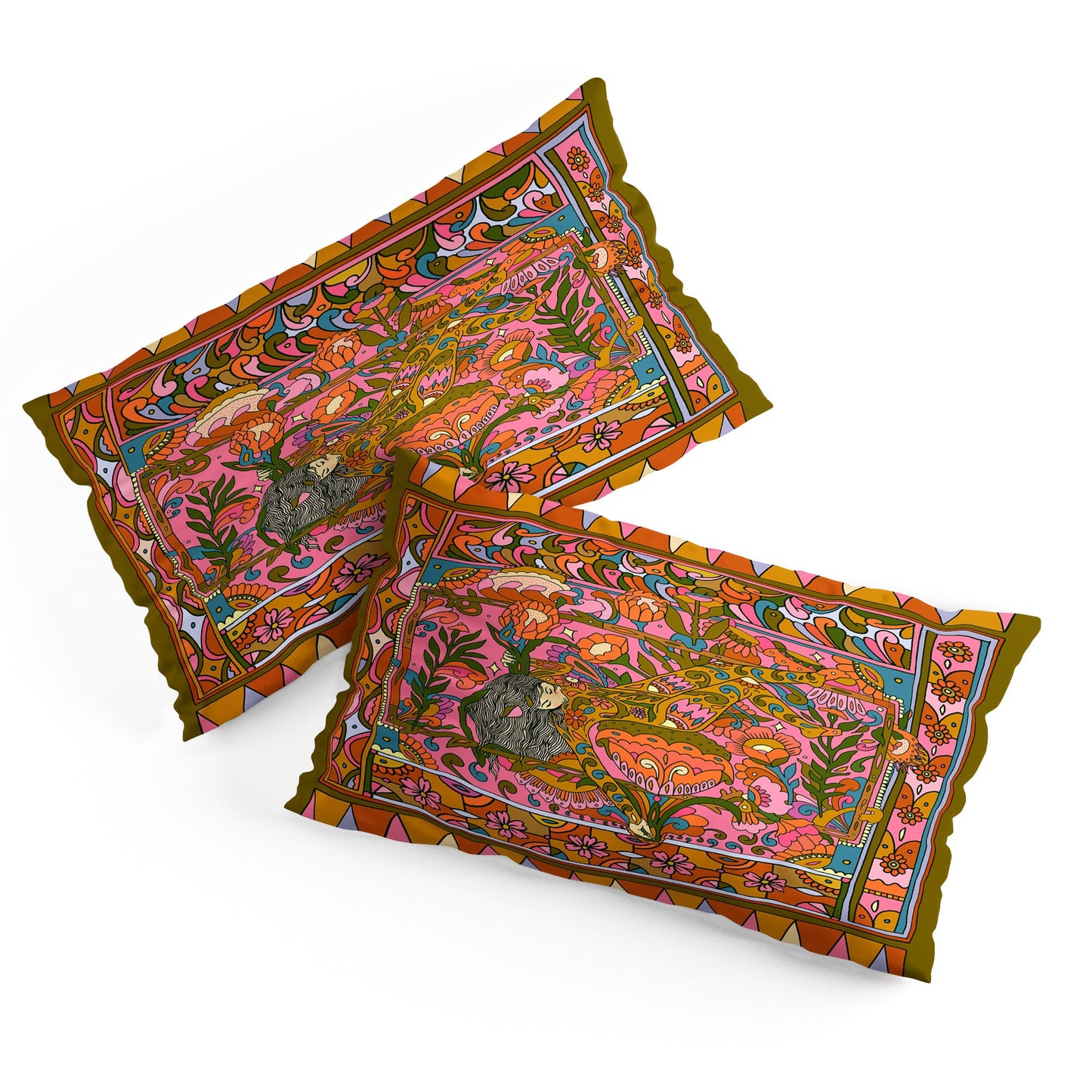 Cassidy Rae Marietta Deco Pink Protea Pillow Shams