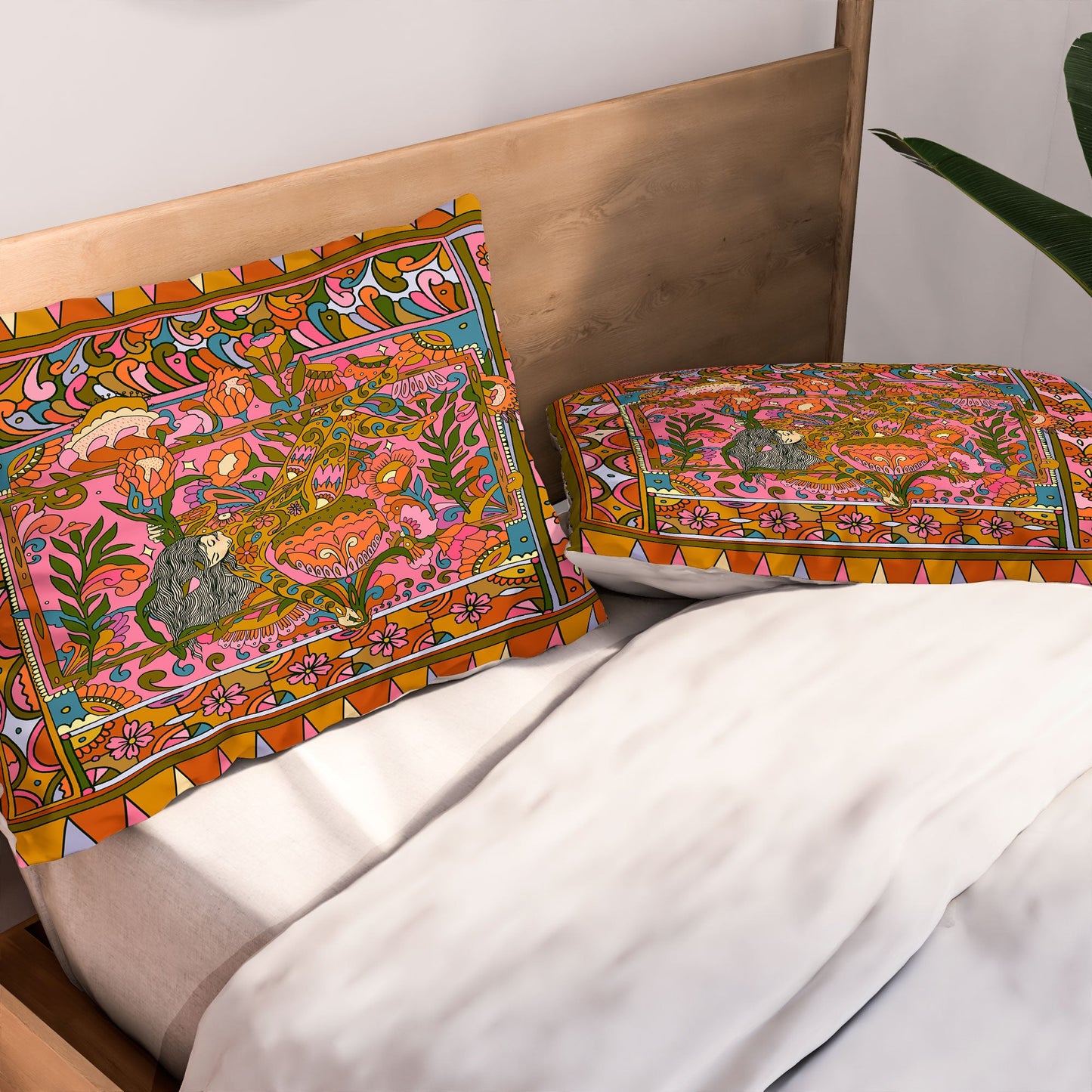 Cassidy Rae Marietta Deco Pink Protea Pillow Shams