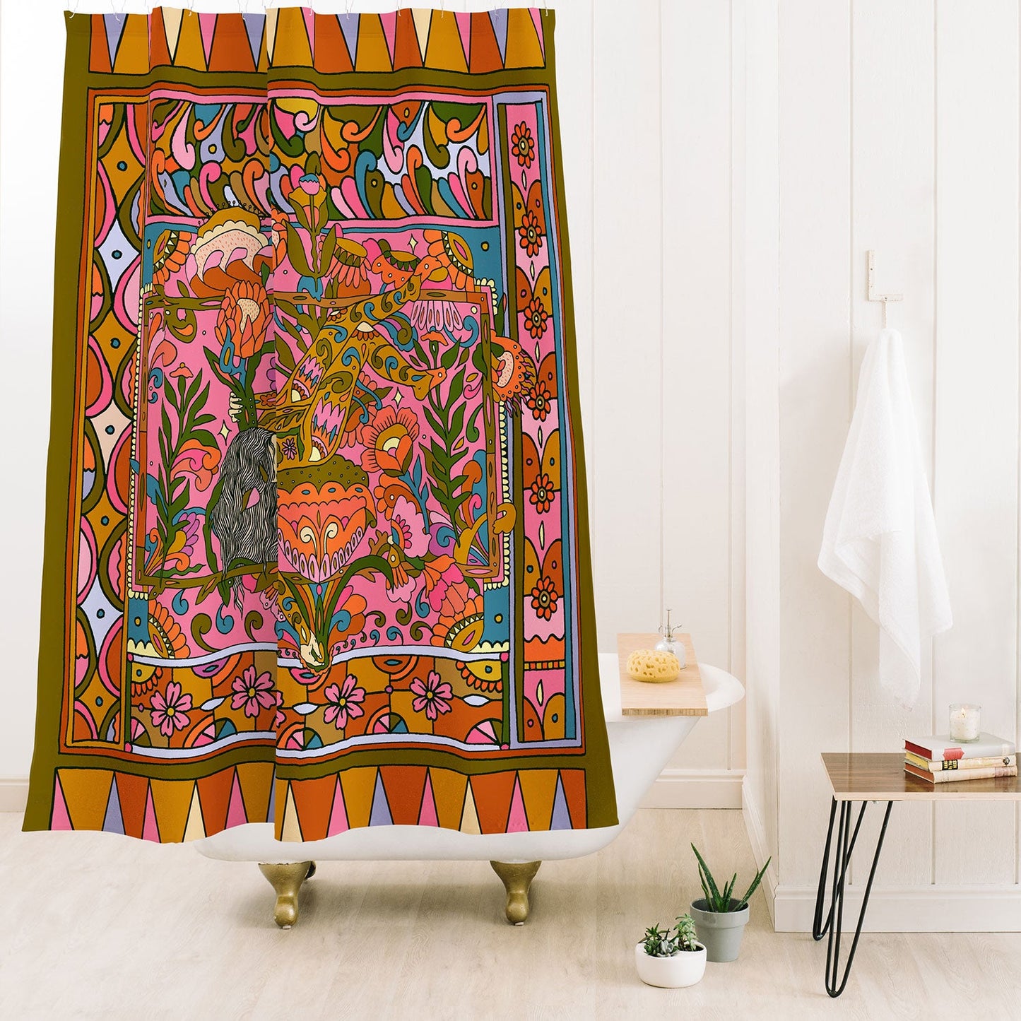 Cassidy Rae Marietta Deco Pink Protea Shower Curtain