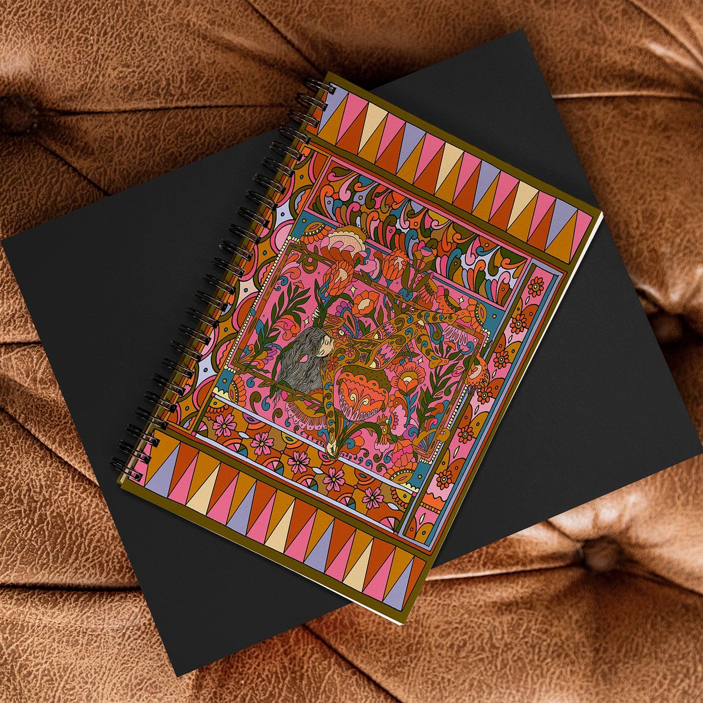 Cassidy Rae Marietta Deco Pink Protea Spiral Notebook