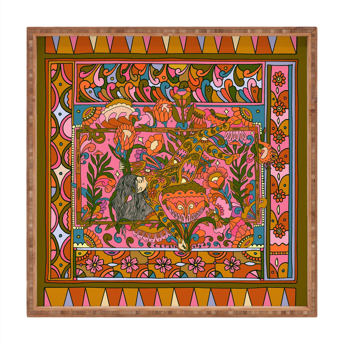 Cassidy Rae Marietta Deco Pink Protea Square Tray