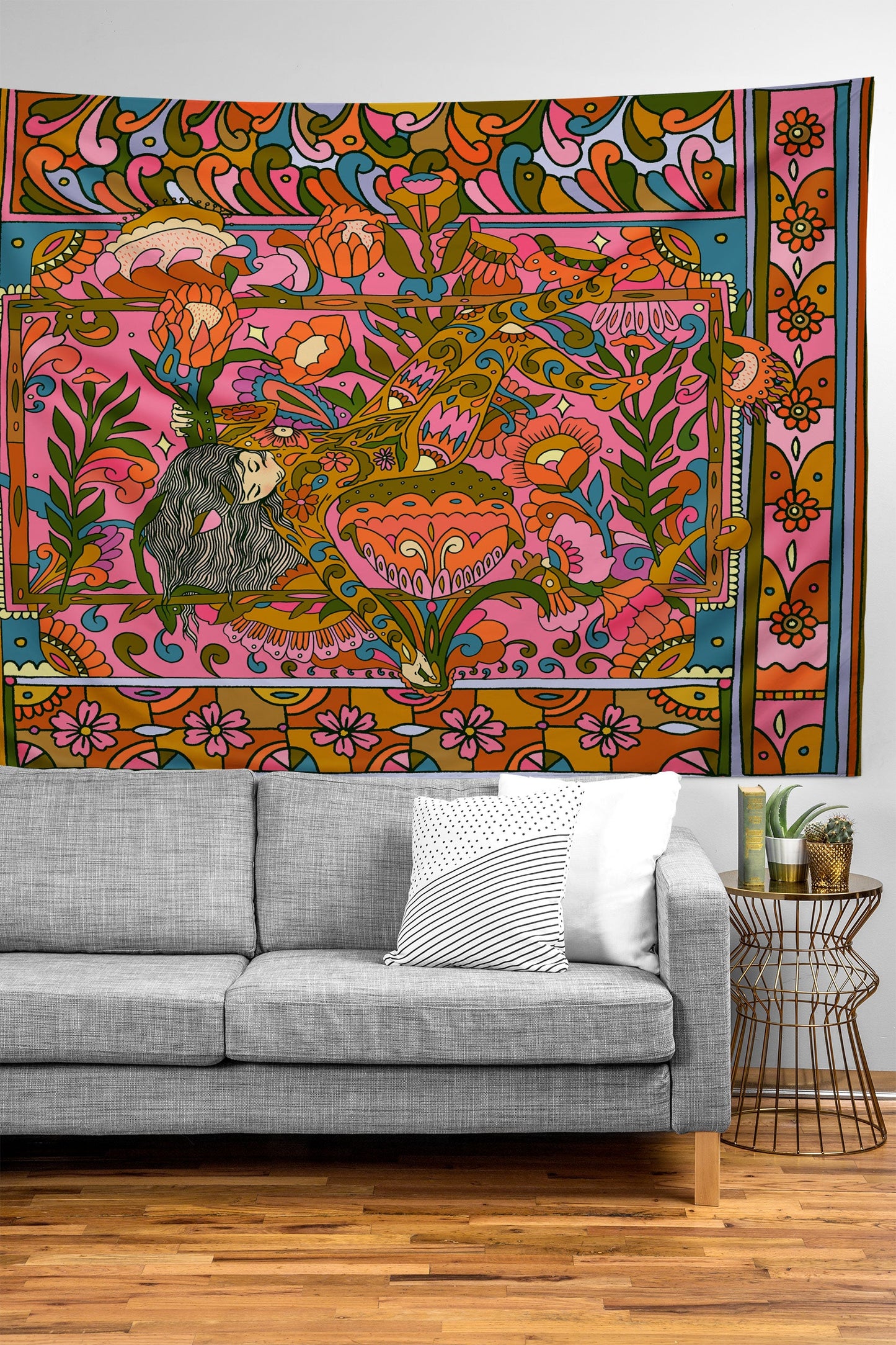 Cassidy Rae Marietta Deco Pink Protea Tapestry