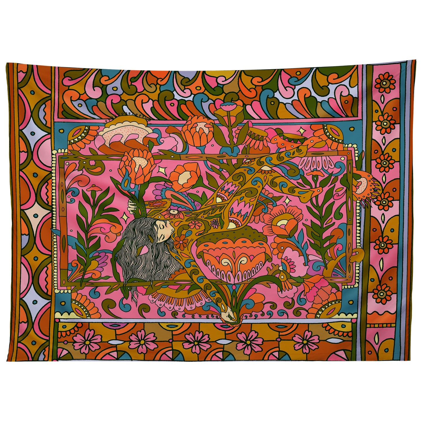 Cassidy Rae Marietta Deco Pink Protea Tapestry