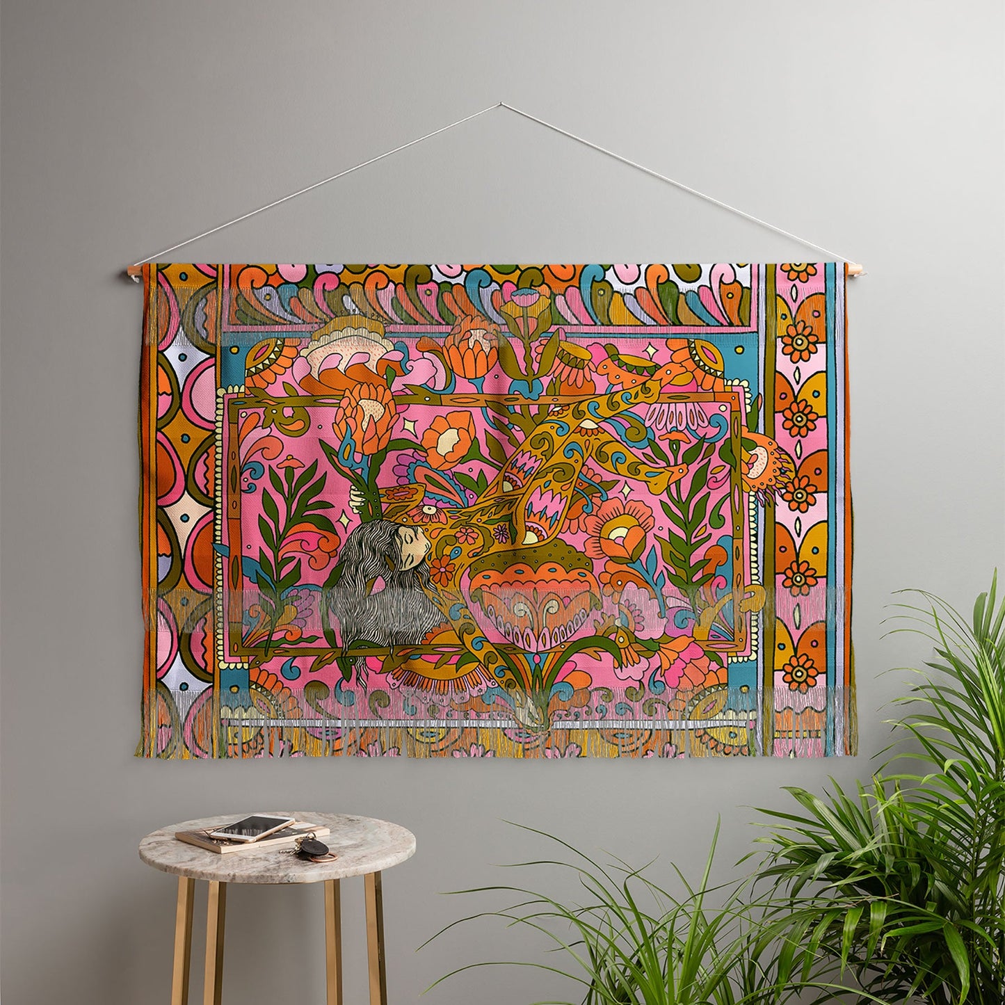 Cassidy Rae Marietta Deco Pink Protea Wall Hanging Landscape