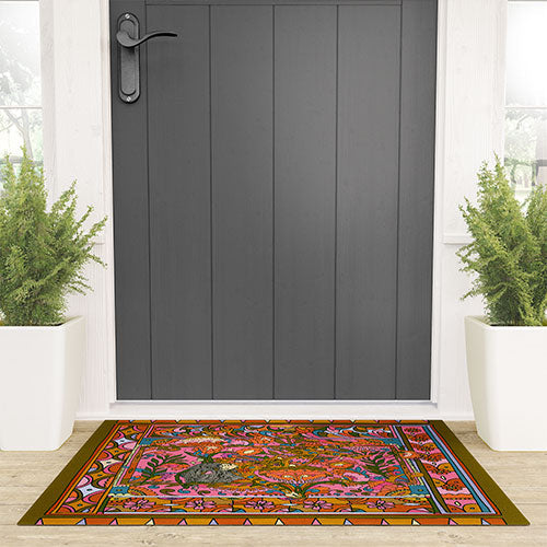Cassidy Rae Marietta Deco Pink Protea Welcome Mat