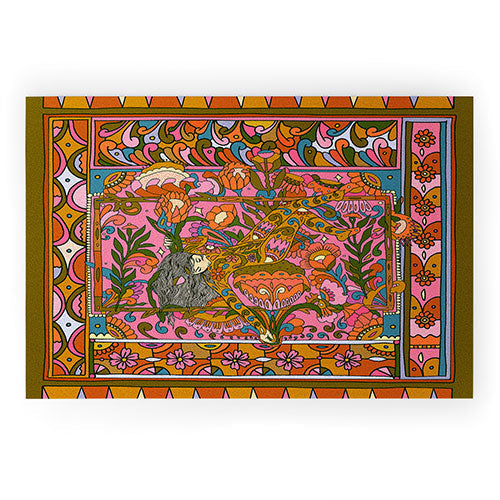 Cassidy Rae Marietta Deco Pink Protea Welcome Mat