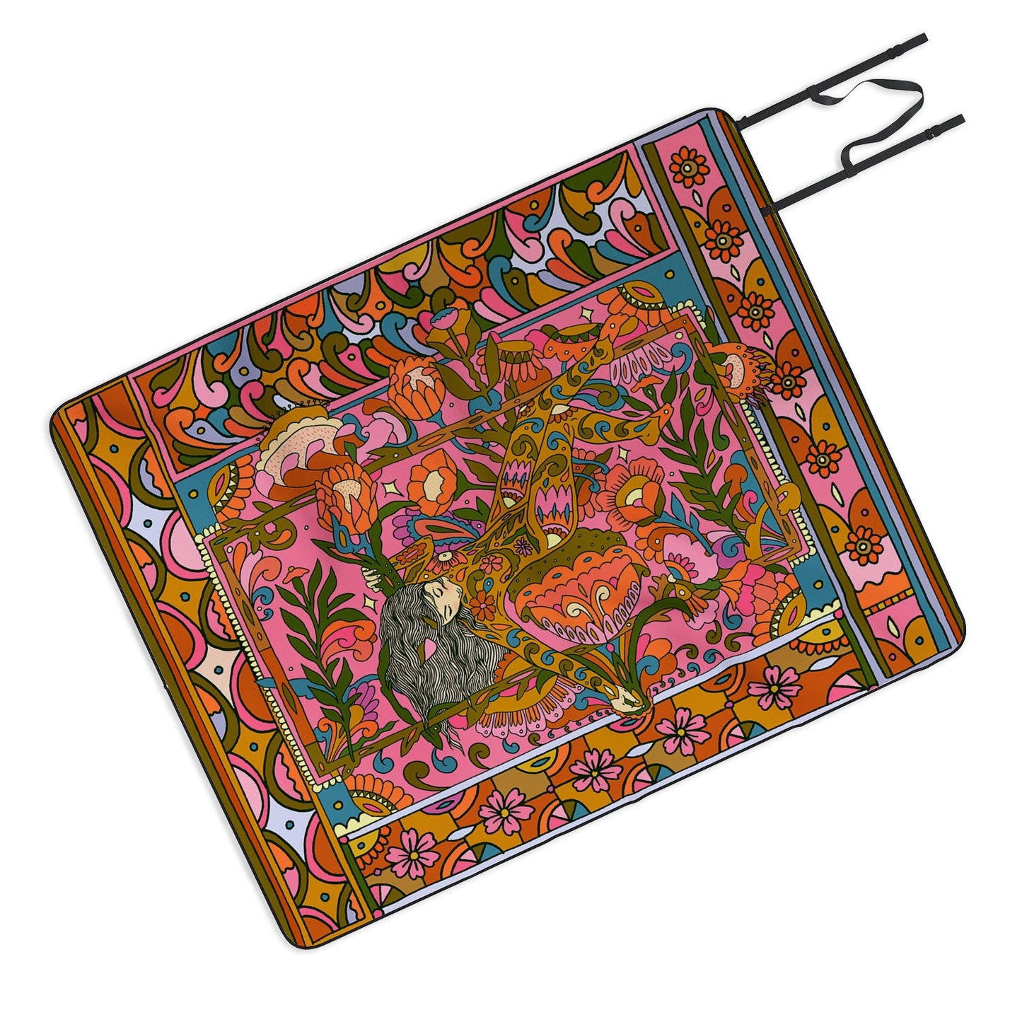 Cassidy Rae Marietta Deco Pink Protea Picnic Blanket