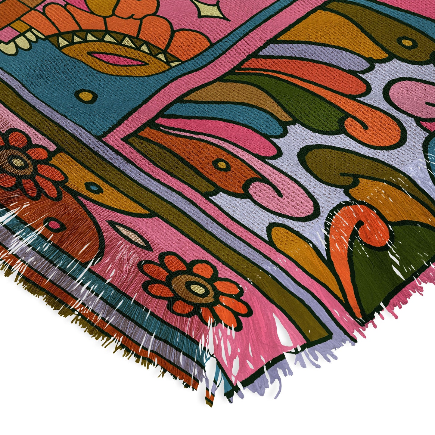 Cassidy Rae Marietta Deco Pink Protea Throw Blanket