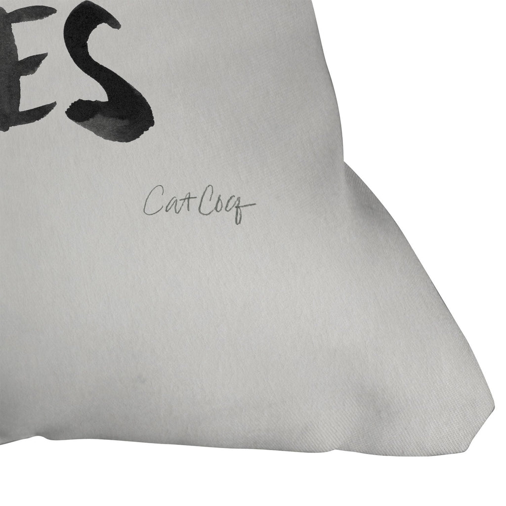 Cat Coquillette Good Vibes Black Ink Outdoor Throw Pillow