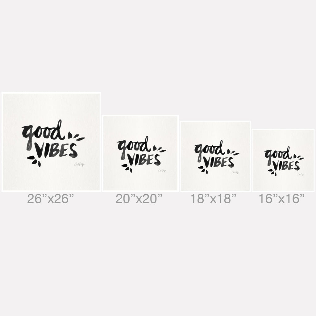 Cat Coquillette Good Vibes Black Ink Outdoor Throw Pillow