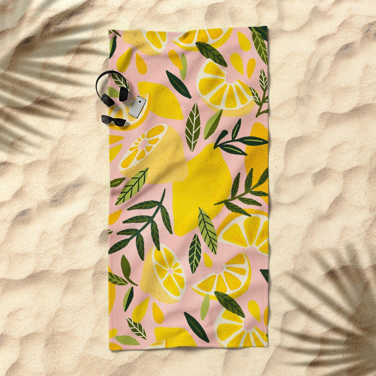 Cat Coquillette Lemon Blooms Blush Palette Beach Towel