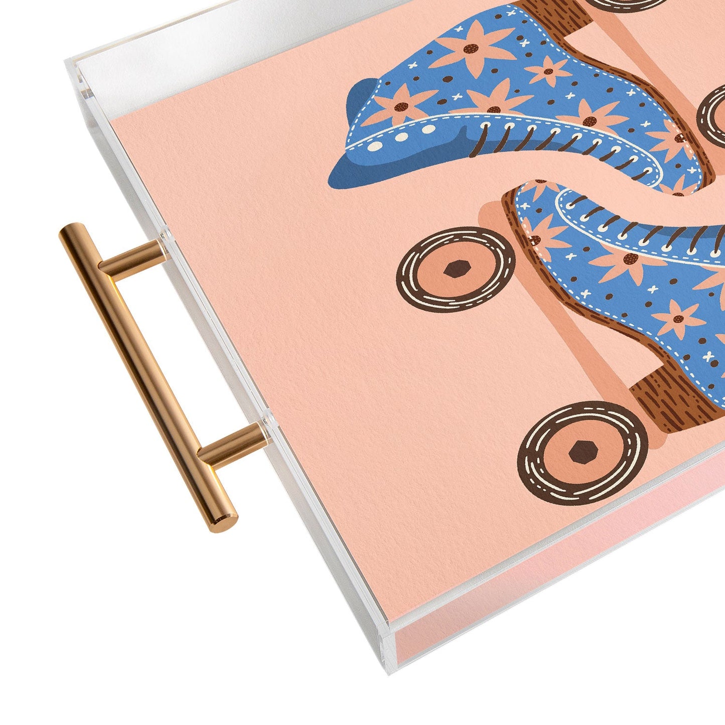 Cat Coquillette Retro Roller Skates Blue Acrylic Tray