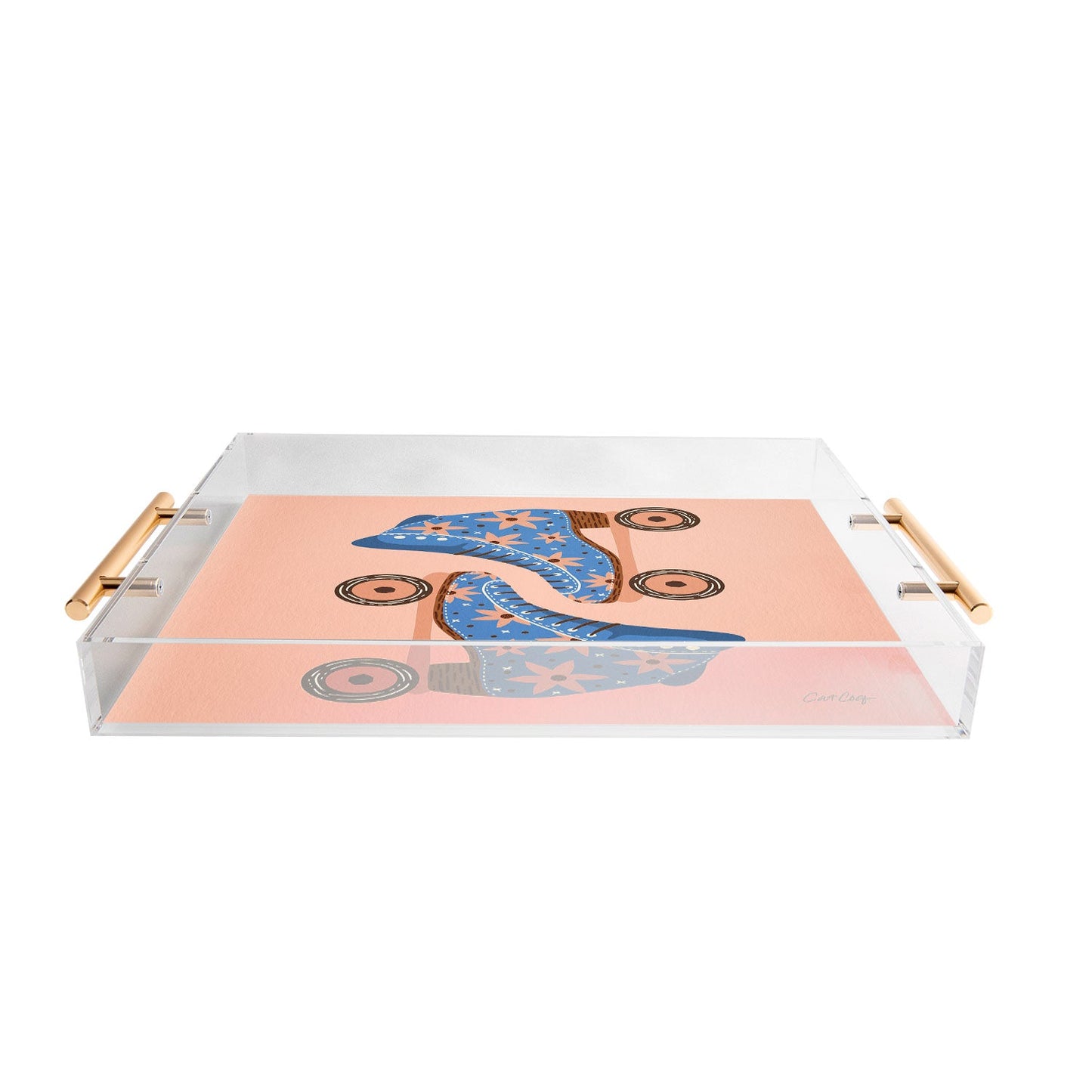 Cat Coquillette Retro Roller Skates Blue Acrylic Tray