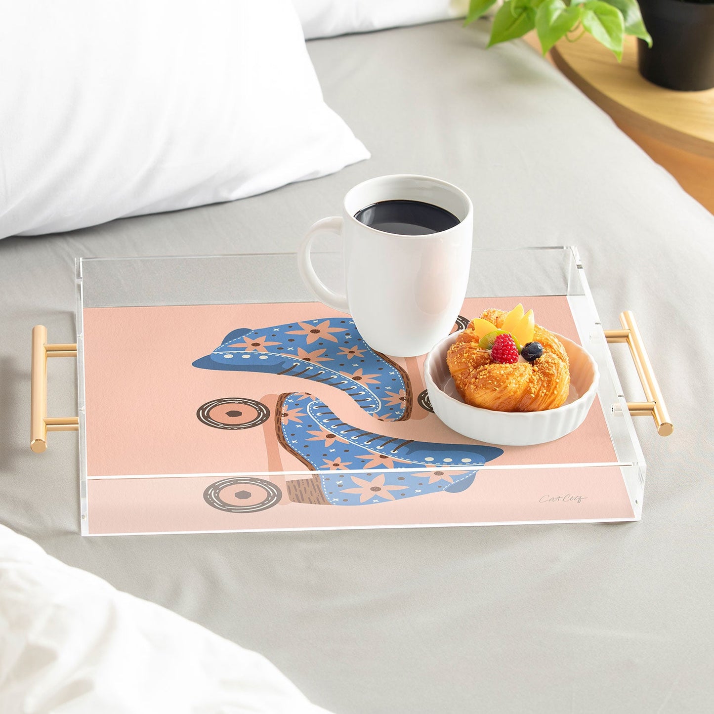 Cat Coquillette Retro Roller Skates Blue Acrylic Tray