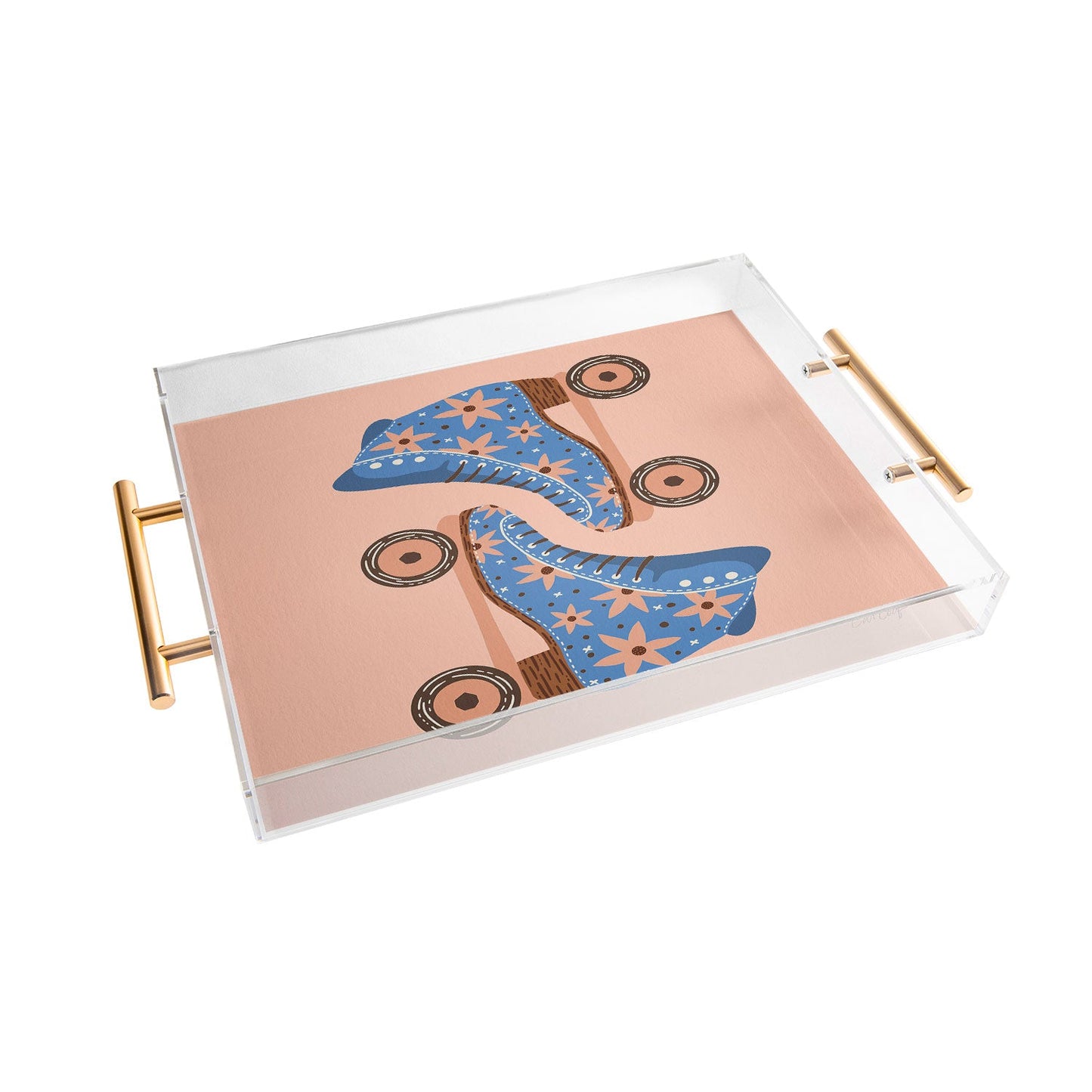 Cat Coquillette Retro Roller Skates Blue Acrylic Tray