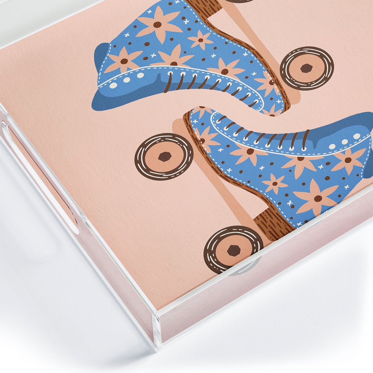 Cat Coquillette Retro Roller Skates Blue Acrylic Tray