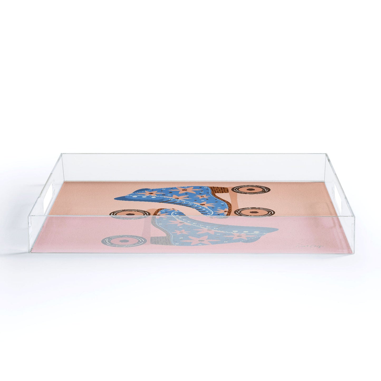 Cat Coquillette Retro Roller Skates Blue Acrylic Tray