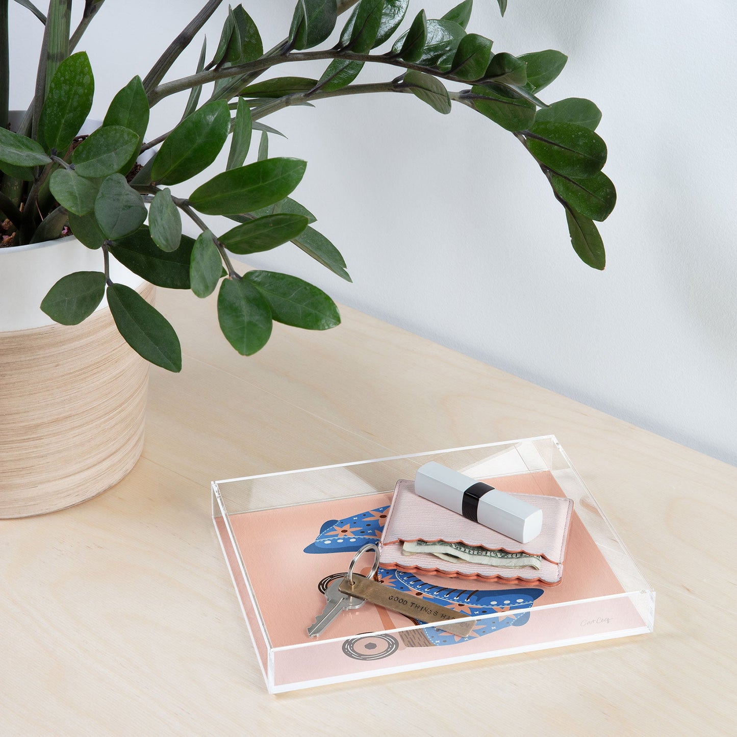 Cat Coquillette Retro Roller Skates Blue Acrylic Tray