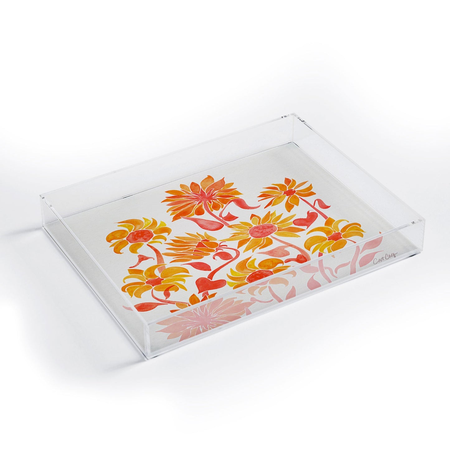 Cat Coquillette Sunflower Watercolor Fiery Palette Acrylic Tray