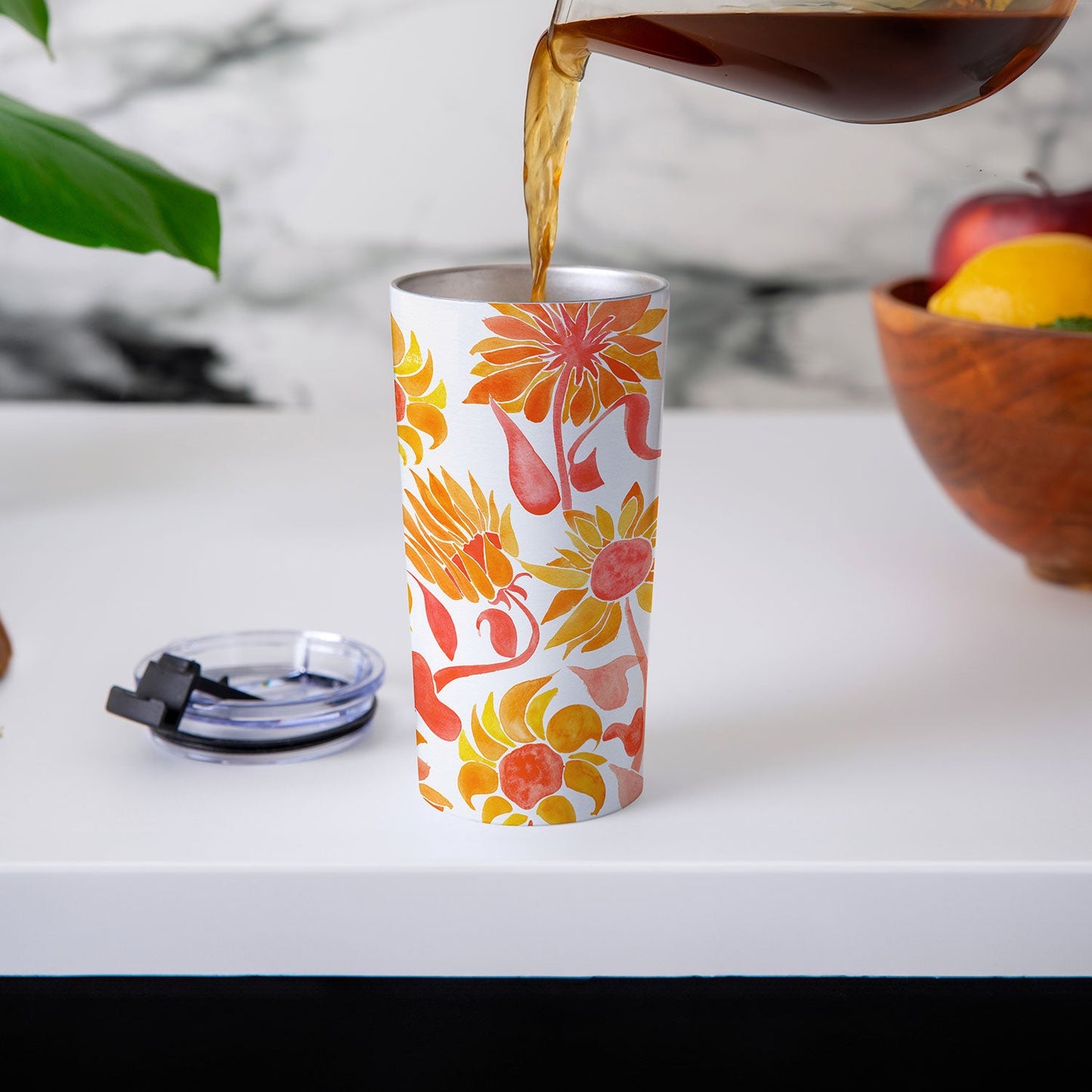 Cat Coquillette Sunflower Watercolor Fiery Palette Travel Mug