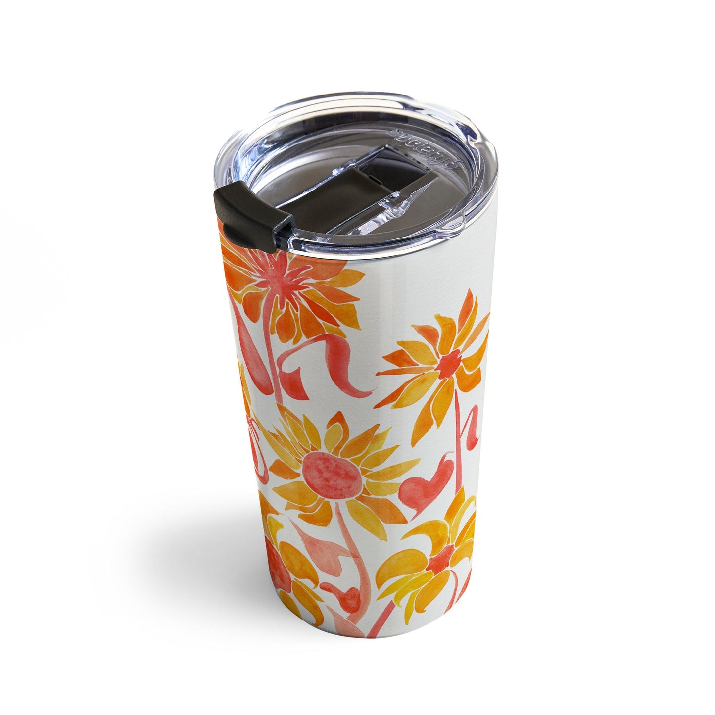 Cat Coquillette Sunflower Watercolor Fiery Palette Travel Mug