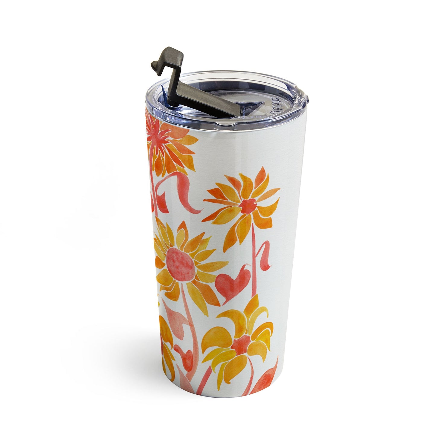 Cat Coquillette Sunflower Watercolor Fiery Palette Travel Mug